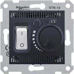 Термостат для теплого пола с датчиком 4м, 10A, 230В (графит) Sedna Schneider Electric. Вид 1