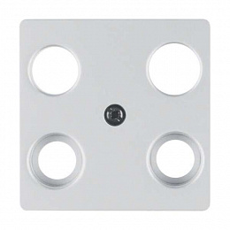 Накладка для антенной розетки, 4 отверстия (алюминиевый, матовый) Berker. Вид 1