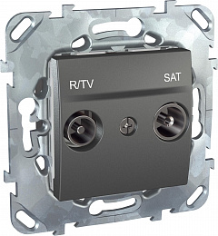 Розетка R-TV/SAT, проходная (графит) Unica Top Schneider Electric. Вид 1