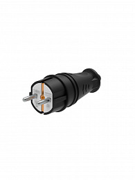 Вилка 2К+З прямая каучуковая 16А/250В IP44 (черная) MultiSet Systeme Electric. Вид 1