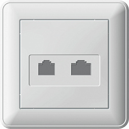 Розетка двойная RJ11+RJ45, 160В, 1А, кат.5e, в сборе (белый) Wessen 59 Schneider Electric. Вид 1