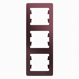 Рамка 3-постовая, вертикальная, (баклажановый) Glossa Systeme Electric. Вид 1