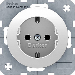 Розетка со шторками (полярная белизна) R.1/R.3 Berker. Вид 1