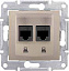 Розетка компьют., RJ45, двойн., кат. 5е, экран. stp, с пруж. заж (титан) Sedna Schneider Electric. Вид 1.