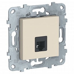 Розетка телефонная RJ-11 4 контакта (бежевый) Unica New Schneider Electric. Вид 1