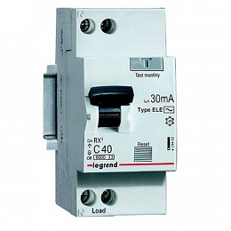 RX3 Дифф. автомат 1P+N 6А 30мА, тип АC, 6kA (хар-ка C) Legrand. Вид 1