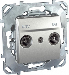 Розетка R/TV/SAT одиночная (алюминий) Unica Top  Schneider Electric. Вид 1
