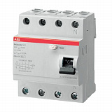 FH204 AC 25/30 Блок утечки тока 4-полюсный, 25A, 30mA, тип АC (УЗО) ABB