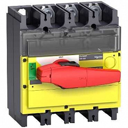 Выключатель-разъединитель Compact INV630, 3P, 630А (с красно-желтой ручкой) Schneider Electric. Вид 1