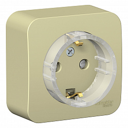 Розетка с заземлением, со шторками, О/У, (компакт) изол.пл 16А, 250В (бежевый) Blanca Systeme Electric. Вид 1