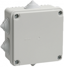 КМ41234 Коробка распаячная для о/п 100х100х50мм IP55 (RAL7035, 6 гермовводов) ИЭК. Вид 1