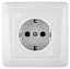 Розетка с заземлением, со шторками, С/У, 16А 250В (белый) Прима Systeme Electric. Вид 1.