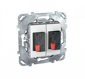Аудиорозетка двойная (белый) Unica Schneider Electric. Вид 1