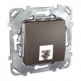 Розетка телефонная 1хRJ11, 4 контакта, (графит) Unica Top  Schneider Electric. Вид 1