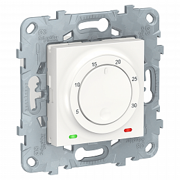 Термостат электронный, 8а, встроенный термодатчик (белый) Unica New Schneider Electric. Вид 1