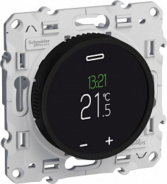 Термостат программируемый, с сенсорным дисплеем (чёрный) Odace Schneider Electric. Вид 1