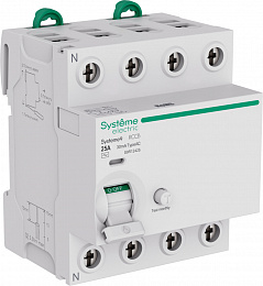 Блок утечки тока 4-полюсный, 25A, 30mA, Тип-AC Systeme9 Systeme Electric. Вид 1