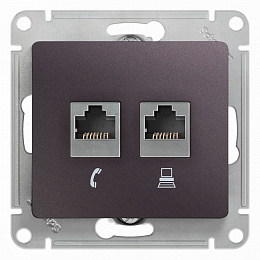 Розетка двойная RJ11+RJ45, кат.5e,механизм (сиреневый туман) Glossa Systeme Electric. Вид 1