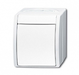 2601/2 W-54 Выключатель 1-клавишный, 2-полюсный, IP44, для открытого монтажа, серия ocean, цвет альпийский белый ABB. Вид 1