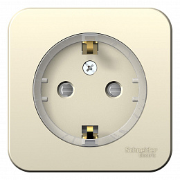 Розетка с заземлением, со шторками, О/У, (компакт) изол.пл 16А, 250В (молочный) Blanca Systeme Electric. Вид 1