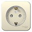 Розетка с заземлением, со шторками, О/У, (компакт) изол.пл 16А, 250В (молочный) Blanca Systeme Electric. Вид 1.