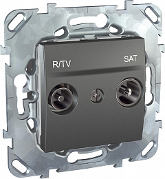 Розетка R-TV/SAT, одиночная (графит) Unica Top Schneider Electric. Вид 1