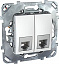 Розетка телефонная, RJ12, двойная, 6 контакта (белый) Unica Schneider Electric. Вид 1.