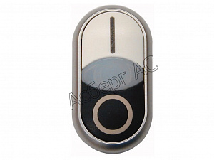 216706 M22-DDL-WS-X1/X0 Двойная кнопка с сигнальной лампой с обозначением I O, белый/черный Eaton. Вид 1
