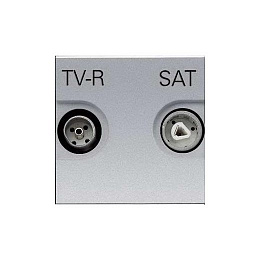 N2251.7 PL Розетка TV-R-SAT оконечная с накладкой, серия Zenit, цвет серебристый АВВ. Вид 1