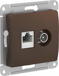 Розетка двойная TV + компьютерная RJ45, кат. 5Е, механизм (шоколад) Glossa Systeme Electric. Вид 1