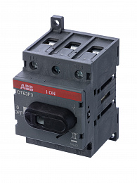 OT63F3 Рубильник 3-х полюсный 63А (с ручкой) на DIN-рейку или монтажную плату ABB. Вид 1