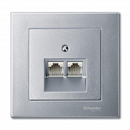 Центральная плата для Механизмов RJ45х2 (алюминий) Merten Schneider Electric. Вид 1
