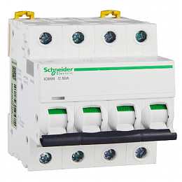 iC65N 4P 50А Автоматический выключатель 4-полюсный, 50А, 6кА (хар-ка C) Schneider Electric. Вид 1