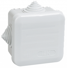 КМ41236 Коробка распаячная для о/п 70х70х40 мм IP44 (RAL7035, 4 гермоввода, защелкивающаяся крышка) ИЭК. Вид 1