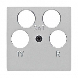 Накладка для антенной розетки, 4 отверстия (алюминиевый, матовый) Berker. Вид 1