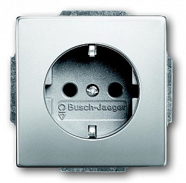 20 EUCKS-866-500 Розетка SCHUKO 16А 250В с защитными шторками, серия pur/сталь ABB. Вид 1