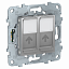 Розетка компьютерная, RJ45, двойная, кат. 5е utp (алюминий) Unica New Schneider Electric. Вид 1.