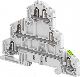 Клемма втычная zk2,5-l-l-pe - 3 уровня, 2 проходных цепи + земля, 2,5 мм², 6 зажимов TYCO. Вид 1