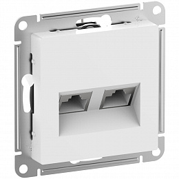 Розетка двойная компьютерная RJ45+RJ45, кат.6А, механизм (белый) AtlasDesign Systeme Electric. Вид 1