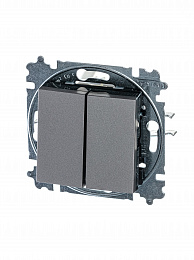 3559H-A05445 69W Выключатель 2-клавишный, Levit, сталь/дымчатый чёрный ABB. Вид 1