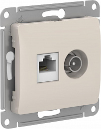 Розетка двойная TV + компьютерная RJ45, кат. 5Е, механизм (молочный) Glossa Systeme Electric. Вид 1