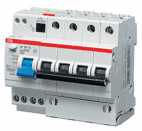 DS204 C50 A30 Дифф. автомат 4-полюсный, 50A, 30mA, тип А, 6kA (хар-ка С) ABB. Вид 1