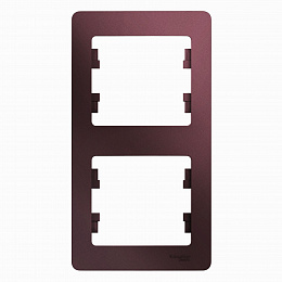 Рамка 2-постовая, вертикальная, (баклажановый) Glossa Systeme Electric. Вид 1