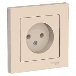 Розетка без заземления, 16А, в сборе (бежевый) Atlas Design Systeme Electric. Вид 1