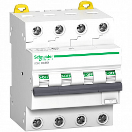 iC60 RCBO Дифф. автомат 4-полюсный,10А, 6kA, 30mA, тип А (хар-ка B) Schneider Electric. Вид 1