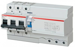 DS803N B125 AP-R30 Дифф. автомат 3-полюсный, 125А, 300mA, тип AP-R, 36kA (хар-ка B) ABB. Вид 1