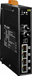 Индустриальный коммутатор: 4х10/100 Base-T Ethernet, 4xPoE, один оптический канал, разъем ST ICP DAS. Вид 1