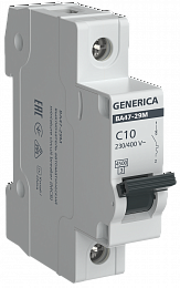 ВА47-29M Автоматический выключатель 1-полюсный, 10А, 4,5kA (хар-ка C) GENERICA ИЭК. Вид 1