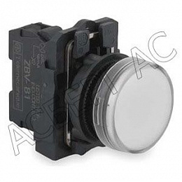 Кнопка белая без фиксации 1НО+1НЗ с подсветкой 24В AC/DC (в сборе) Schneider Electric. Вид 1