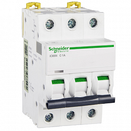 iC65N 3P 3А Автоматический выключатель 3-полюсный, 3А, 6кА (хар-ка C) Schneider Electric. Вид 1